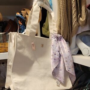 Elegant Cream Tote Bag with Scarf Accent--Victoria Secret